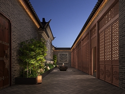 中式其他通用空间 中式餐厅庭院