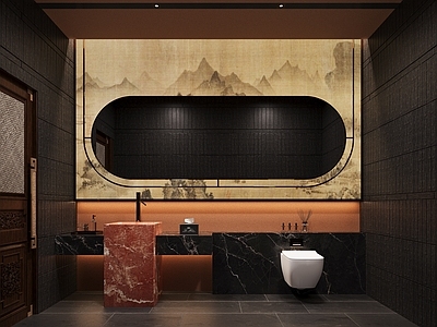 新中式中式公共卫生间 新中式卫生间