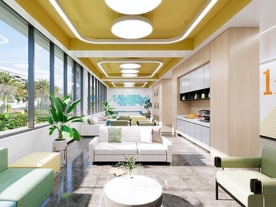 现代奶油其他公共空间 开放休闲区 活动区 茶歇室 共享空间