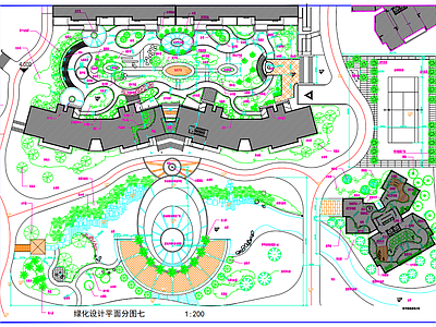 现代庭院 小区绿化设计总平 施工图