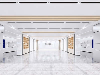 现代新中式办事大厅 大厅 办事大厅 展示柜 开放大厅 社区服务中心