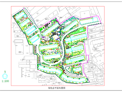 现代庭院 城市花园绿化总平 施工图