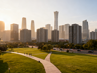 现代街道外景 道路 商业街外景 城市街道外景 城市街道日景 城市公园外景