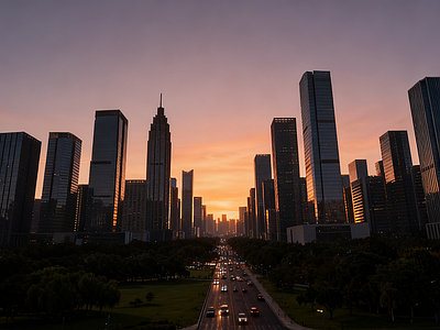 现代街道外景 道路 商业街外景 街道夜景 城市街道外景 城市街道夜景