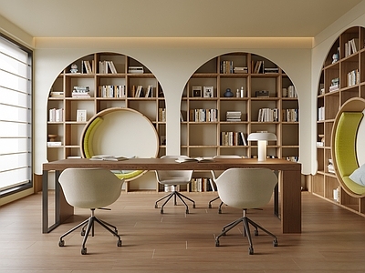 现代阅览室 幼儿园书房 阅览室