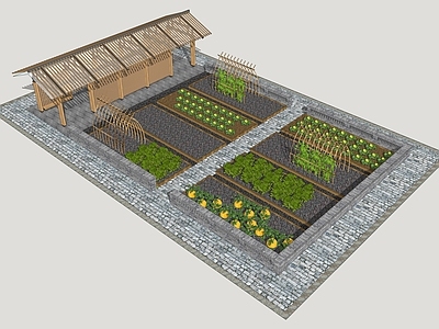 现代乡村庭院 菜园菜地 乡村菜园 一米菜园 小菜园 休闲廊架