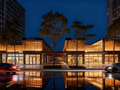 现代街道外景 现代商业街区夜景 街道夜景