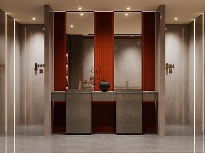 现代新中式酒店卫生间 干区