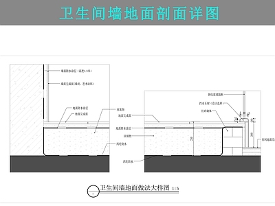地面综合节点 卫生间 墙地面 施工图