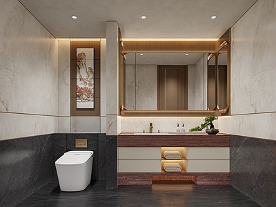 新中式中式公共卫生间 新中式卫生间
