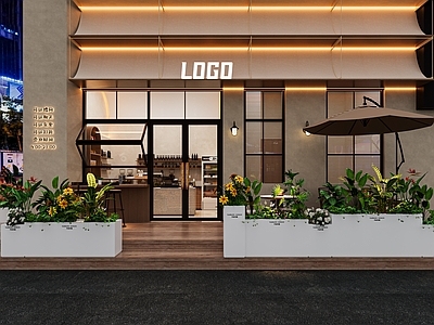 现代咖啡厅 门头 咖啡店