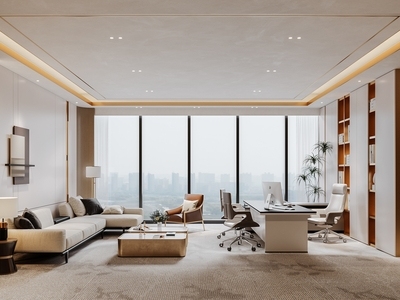 现代总经理办公室 会客区 办公区