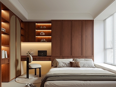 现代中古榻榻米卧室 榻榻米卧室 榻榻米 次卧