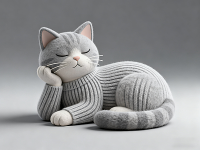 玩具 布艺灰猫 雕塑 摆件 美陈 AIGC