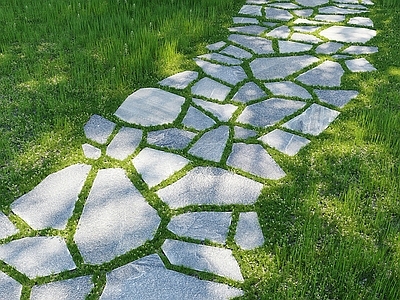 草坪 汀步青石板路 花园景观路 石板小路