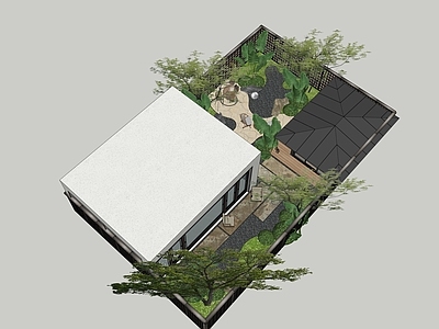 现代新中式别墅庭院 现代庭院