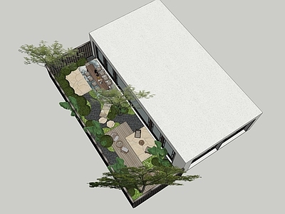 现代新中式别墅庭院 现代庭院
