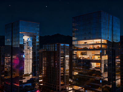 现代其它外景 窗外景 城市外景 城市夜景 窗外夜景