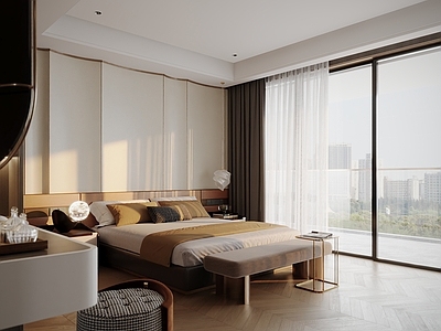 现代轻奢家居卧室 现代别墅卧室 主卧 次卧 老人房