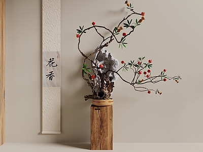 盆栽 新中式盆栽 盆景 石榴树盆栽