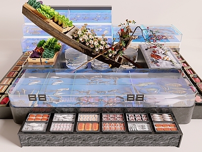 现代鱼缸 水产区 海鲜缸 鱼缸 海鲜 超市水产区