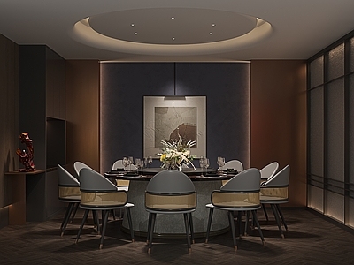 现代轻奢西餐厅 包厢 画 隔断