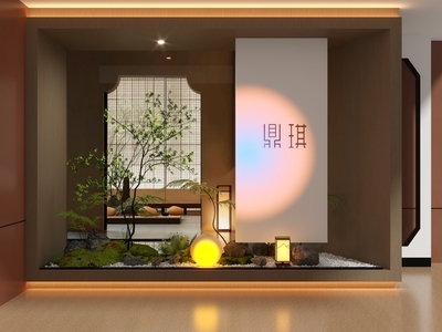 新中式橱窗 绿植橱窗 玄关造景 绿植造景 室内造景 植物堆