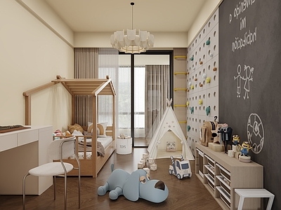 现代中古儿童娱乐室 儿童房 多功能房