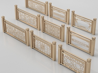 中式栏杆 实木围栏护栏 中式栏杆护栏