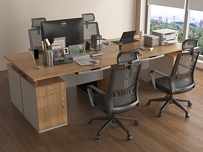 现代办公桌椅 公共办公区 现代办公桌椅 职员工位 电脑