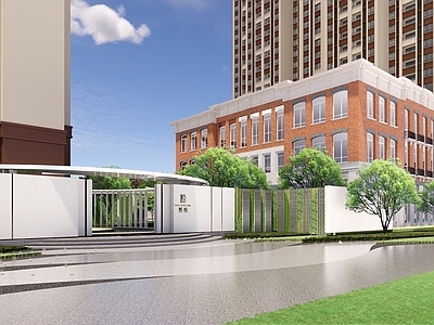 现代新中式售楼处建筑 红砖售楼处 红砖示范区 示范区景观 现代售楼处