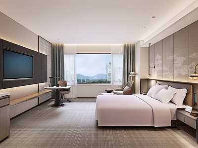 新中式现代酒店 大床房 客房