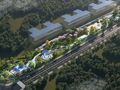 现代口袋公园 带状景观