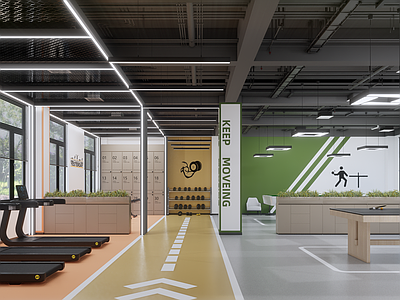 现代工业健身房 健身房 健身器材 台球厅