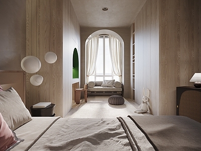 现代家居卧室 飘窗卧室