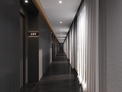 现代简约酒店走廊 酒店过道 酒店走廊