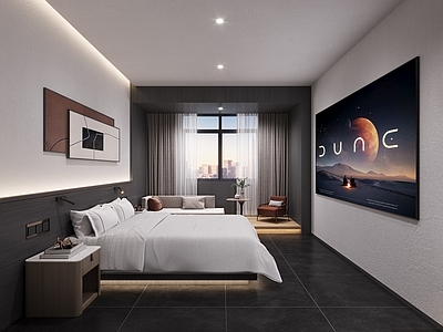 现代简约酒店客房 酒店客房