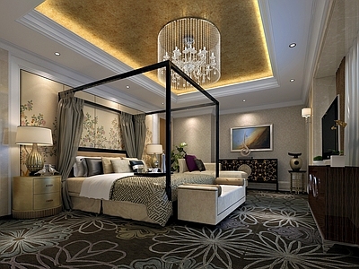 新中式中古酒店客房 酒店套房