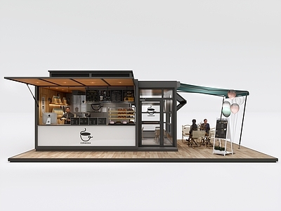 现代原木餐饮建筑 售卖小屋