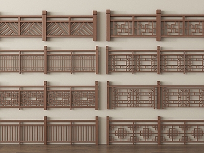 新中式栏杆 木栏杆 围栏护栏 栏杆