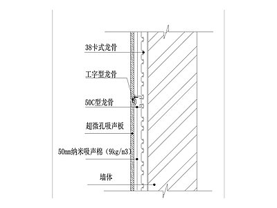 隔音墙节点 吸音板墙面节点 施工图