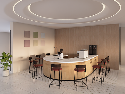 现代奶茶店 水吧台 休息区