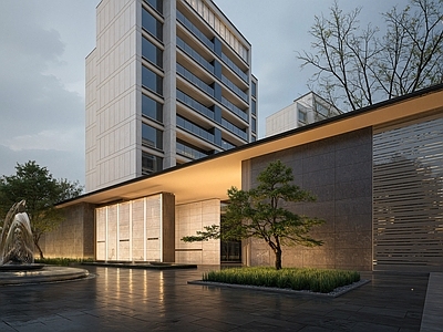 现代简约小区建筑 现代风格小区大门 次入口 现代简约小区入口 小区大堂 人行出入口