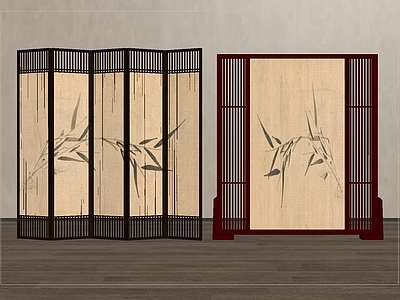 新中式隔断 新中式屏风隔断 水墨屏风 可折叠屏风