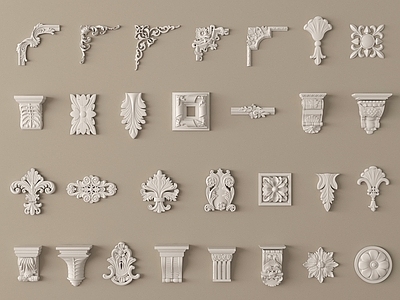 法式雕花 柱头 石膏构件 法式雕花 石膏雕花 角花