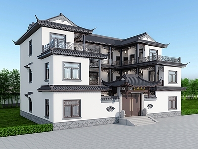 中式新中式四合院 中式四合院 三合院 自建房 中式别墅 独栋别墅