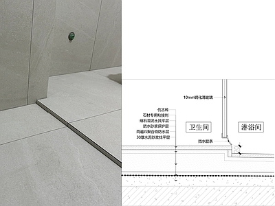 地面综合节点 淋浴间下沉式 淋浴间挡水 淋浴间地漏 施工图