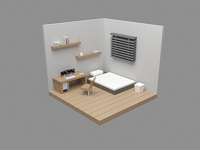 现代家居卧室 卡通卧室 卡通场景 卡通房间