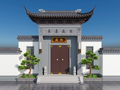 中式新中式民宿门头 大门 门头 别墅大门 庭院门 古建