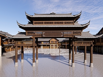 中式新中式古建筑 苗族 古建 风情小镇